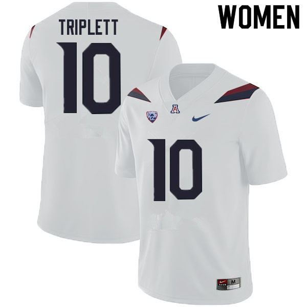 Women #10 Jabar Triplett Arizona Wildcats College Football Jerseys Sale-White